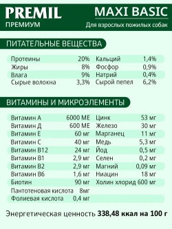 Premil Корм для собак Maxi Basic, 15кг