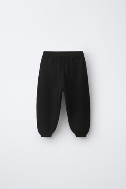 ZARA ТРИКОТАЖНЫЕ БРЮКИ-ДЖОГГЕРЫ, ЧЕРНЫЙ