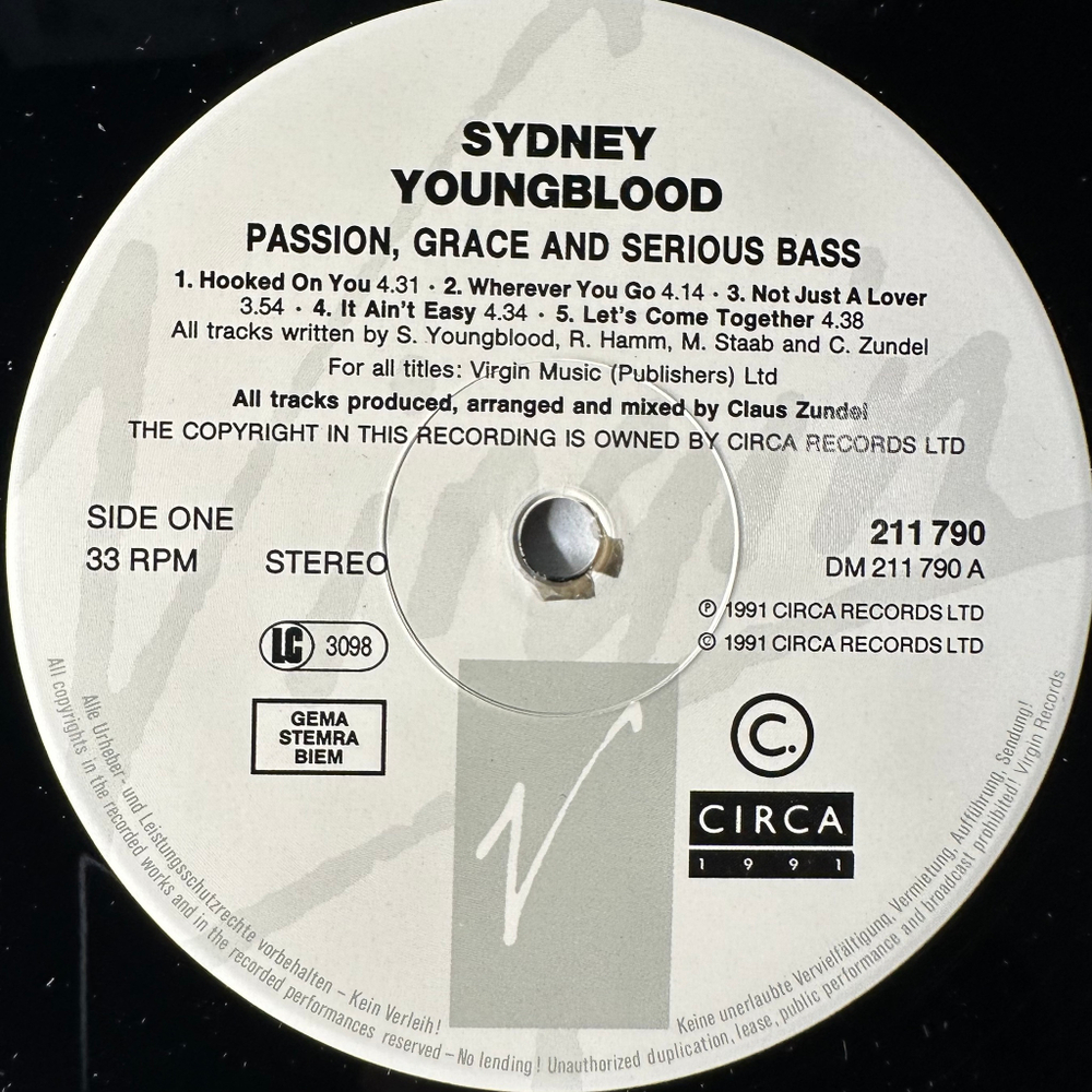 Sydney Youngblood ‎– Passion, Grace And Serious Bass (Германия 1991г.)