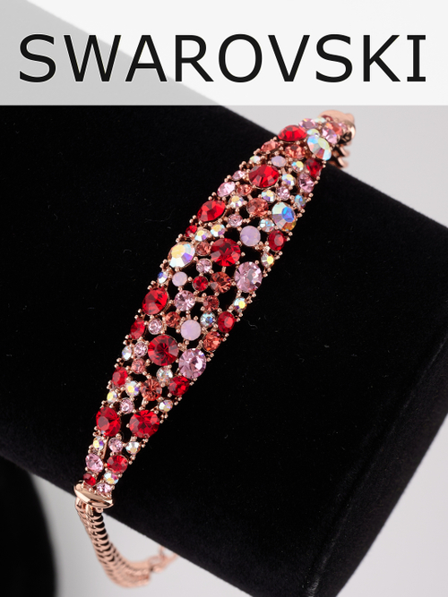 Браслет Россыпь из красных камней Swarovski
