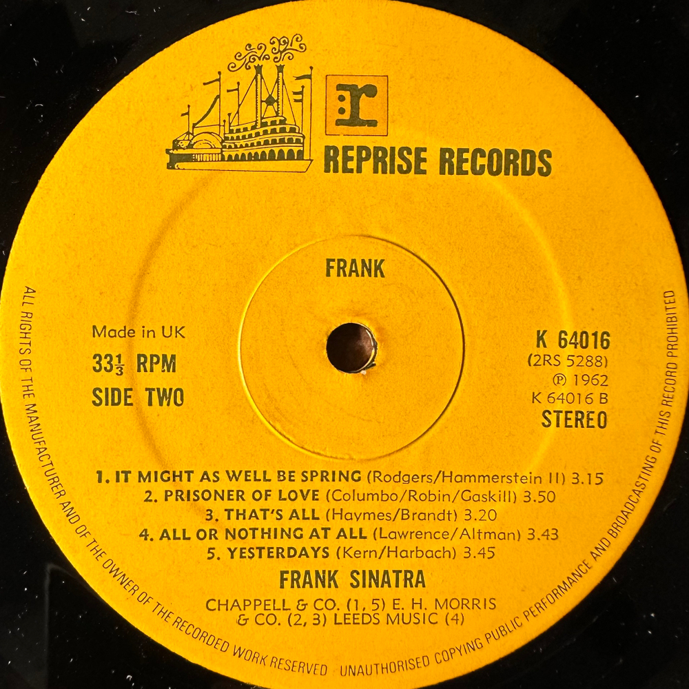 Frank Sinatra ‎– Frank 2LP (Англия 1973г.)