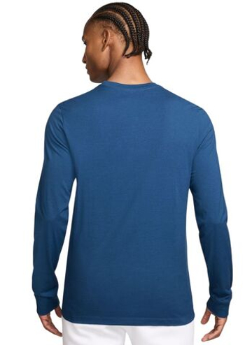 Мужская теннисная футболка с длинным рукавом Nike Sportswear Club Long Sleeve - midnight navy/white