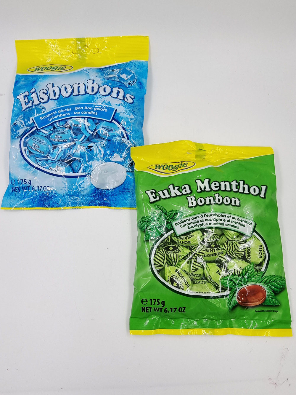 Леденцы набор Woogie Eisbonbons Ментол и Euka Bonbon Лимон 350 г (175 гх2), Германия