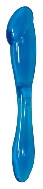 Синий двусторонний фаллоиммитатор Galaxia - 18 см.