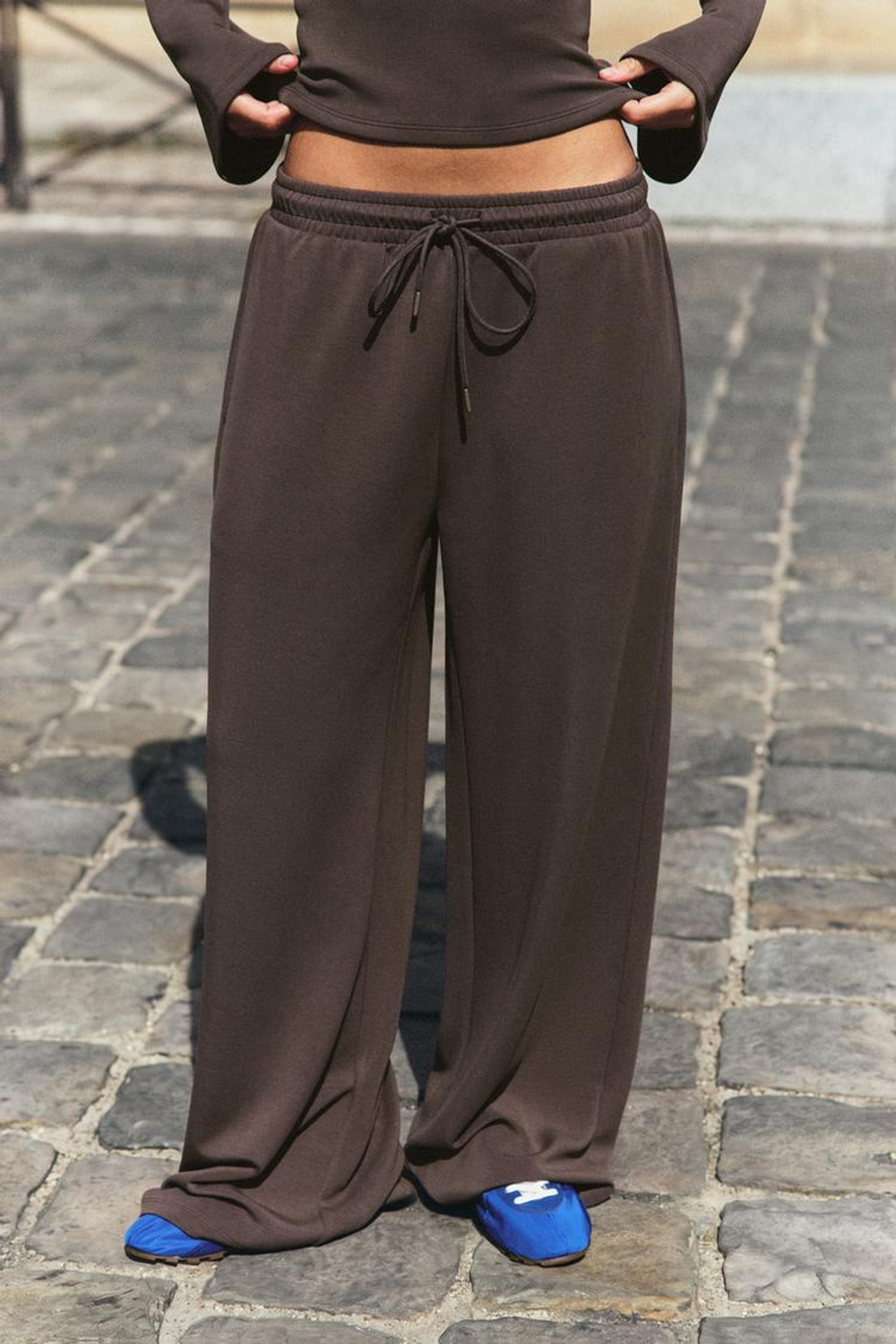 ZARA ПРЯМЫЕ ДЛИННЫЕ БРЮКИ, СЕРО-КОРИЧНЕВЫЙ