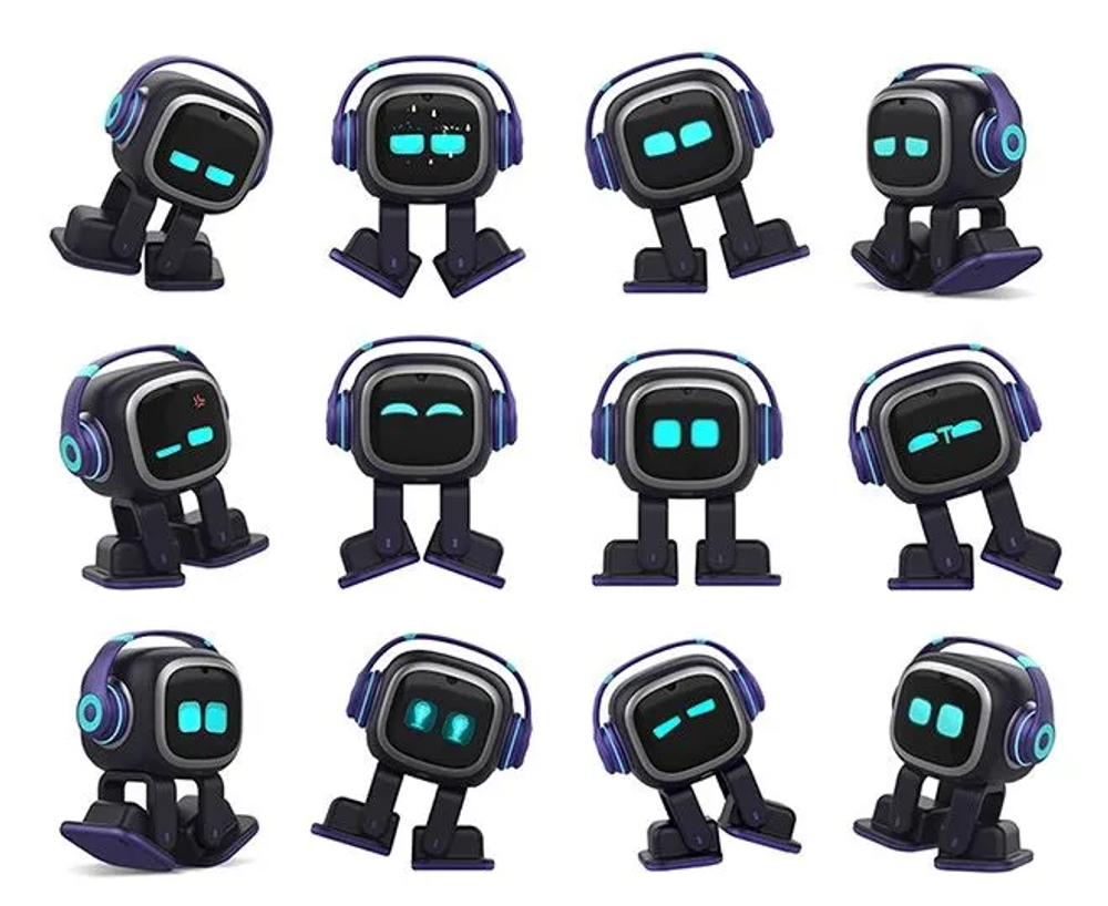 Робот EMO AI Desktop Pet на скейтборде (белый)