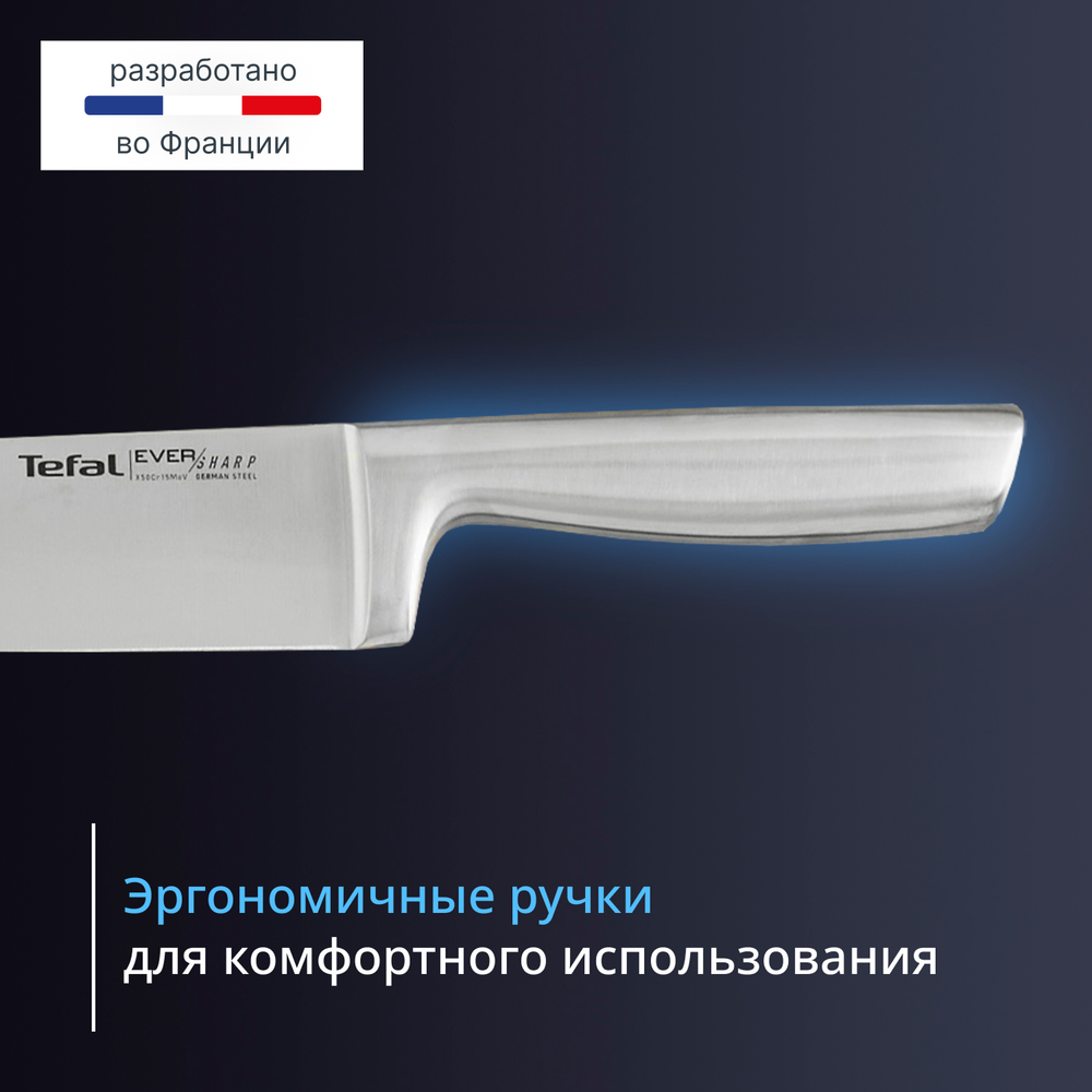 Набор ножей Tefal Ever Sharp Pro K2977S44 со встроенной точилкой, 5 ножей, ножницы + блок