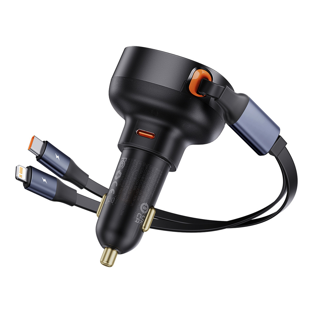 Автомобильная зарядка Baseus Enjoyment Pro C+Retractable C&L Cable 60W