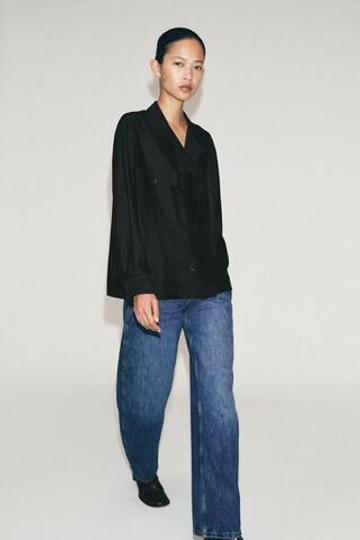 ZARA РУБАШКА НА ЗАПАХ С КАРМАНАМИ — ZW COLLECTION, ЧЕРНЫЙ