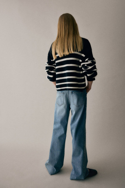 H&M Джинсы Baggy Fit Bootcut, выцветший синий