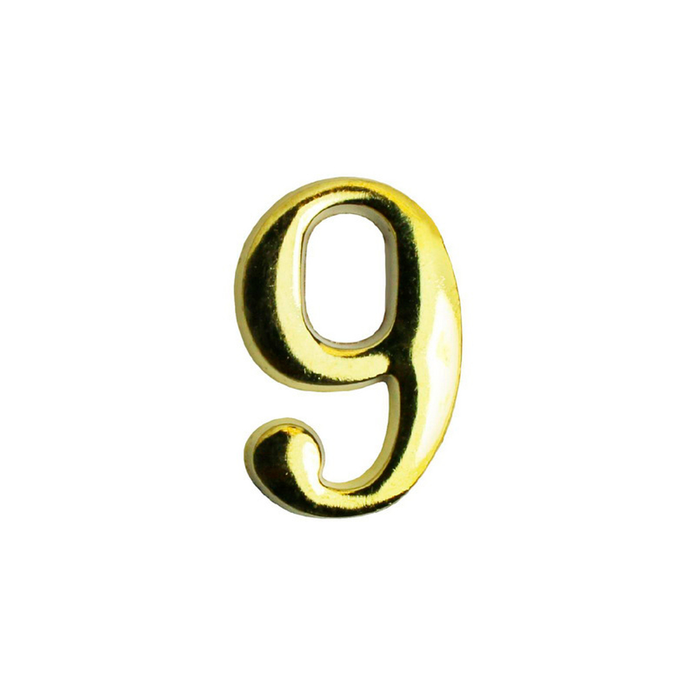 Цифра дверная АЛЛЮР золото "9" на клеевой основе/20