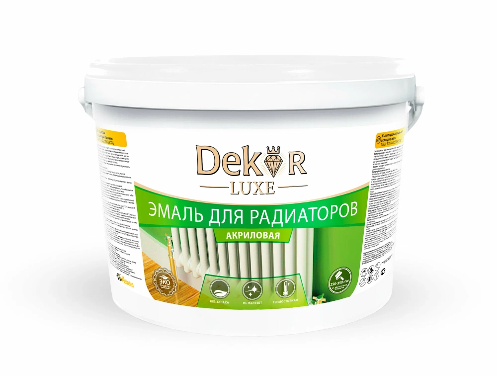DEKOR LUXE Эмаль акриловая для Радиаторов отопления полуглянцевая 0,8кг (Кубанские краски)