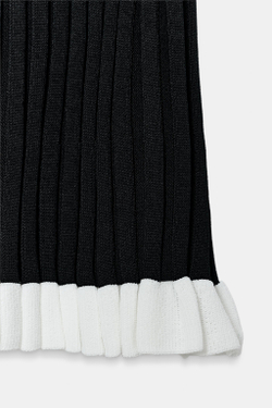 ZARA КОРОТКОЕ ТРИКОТАЖНОЕ ПЛАТЬЕ В РУБЧИК, ЧЕРНЫЙ