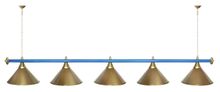 Лампа STARTBILLIARDS 5 пл. (плафоны золотые,штанга коричневая,фурнитура золото)
