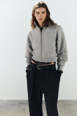 ZARA ТОЛСТОВКА С МОЛНИЕЙ, СЕРЫЙ МЕЛАНЖ