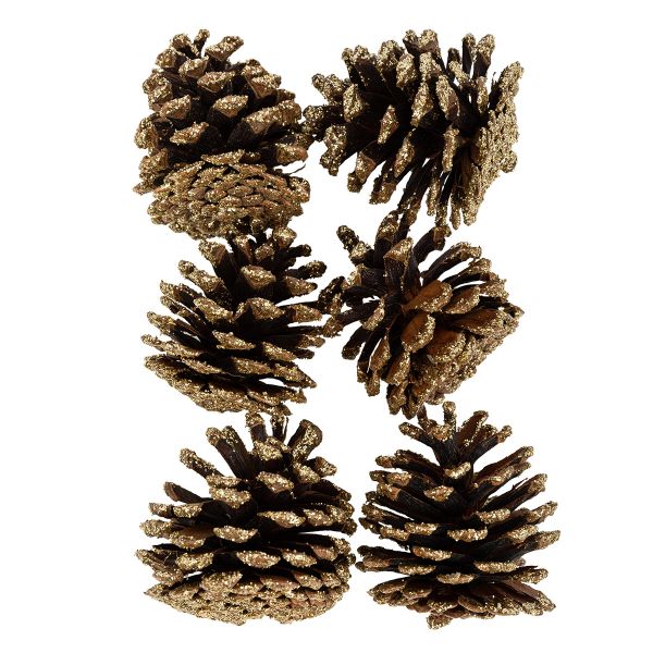 Шишки, 6 шт, 01 Сосна/золото, Blumentag CIF-02