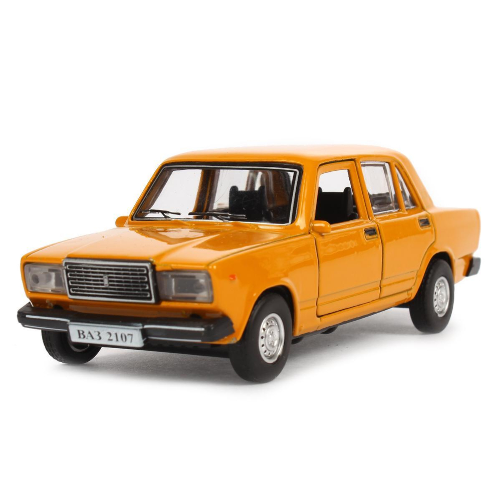 Модель ин. мет. "Ваз-2107" 12см. двери, багаж, желтый, коробка 2107-12-YE (Технопарк)