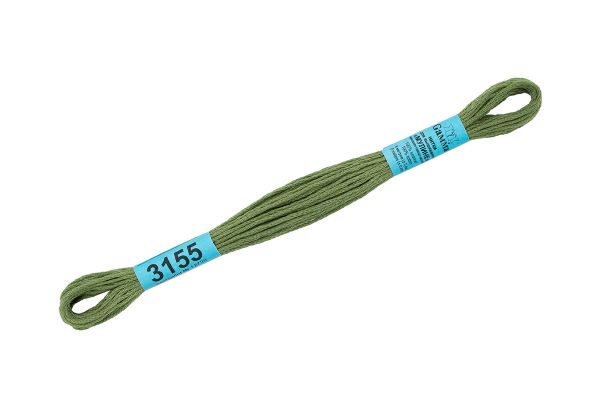 Мулине Gamma 100% хлопок, цв.3155 бл.хаки, 24 мотка по 8 метров