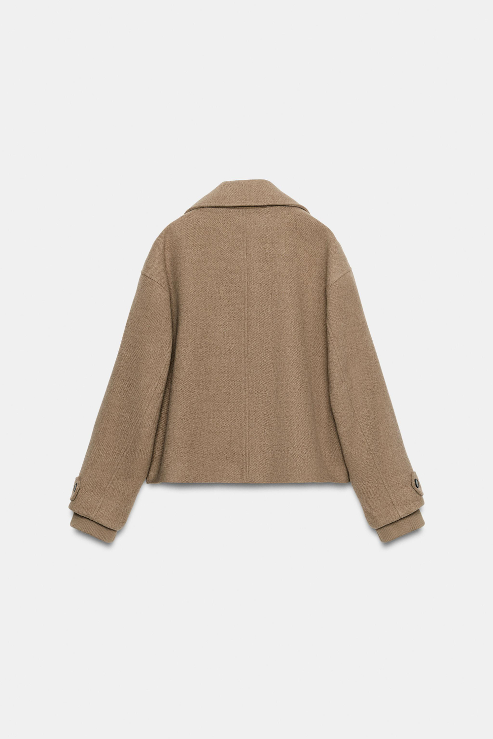 ZARA КОРОТКОЕ МЯГКОЕ ДВУБОРТНОЕ ПАЛЬТО, СЕРО-КОРИЧНЕВЫЙ