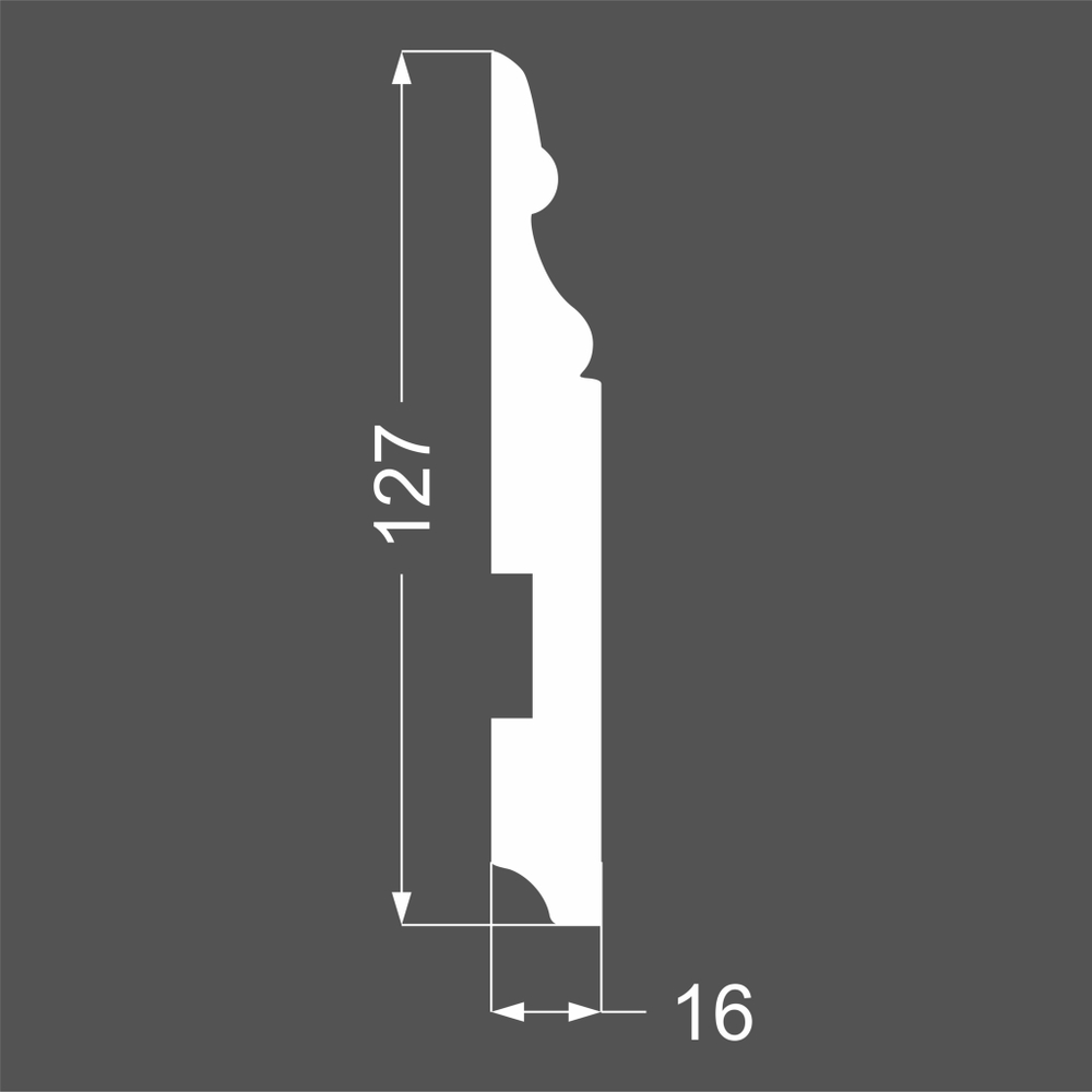 Плинтус напольный под покраску P24.127.16 МДФ Deartio 127x16x2070 мм