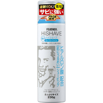 Пена для бритья Feather Hi SHAVE c лечебным эффектом, с гиалуроновой кислотой, 230г