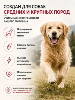Сухой корм Fealdon для взрослых собак средних и крупных пород из ягненка