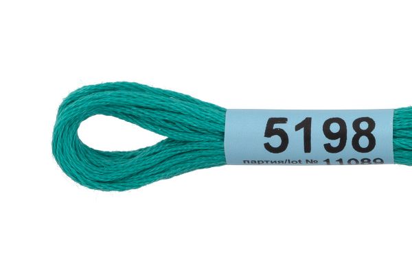 Мулине Gamma 100% хлопок, цв.5198 т.бирюзовый, 24 мотка по 8 метров