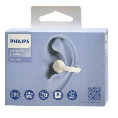 Беспроводные Bluetooth наушники-клипсы для спорта с открытым ухом Philips (TAQ2000WT) белый