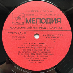 Винтажная виниловая пластинка LP Елена Камбурова Да Осенит Тишина... (СССР 1987)