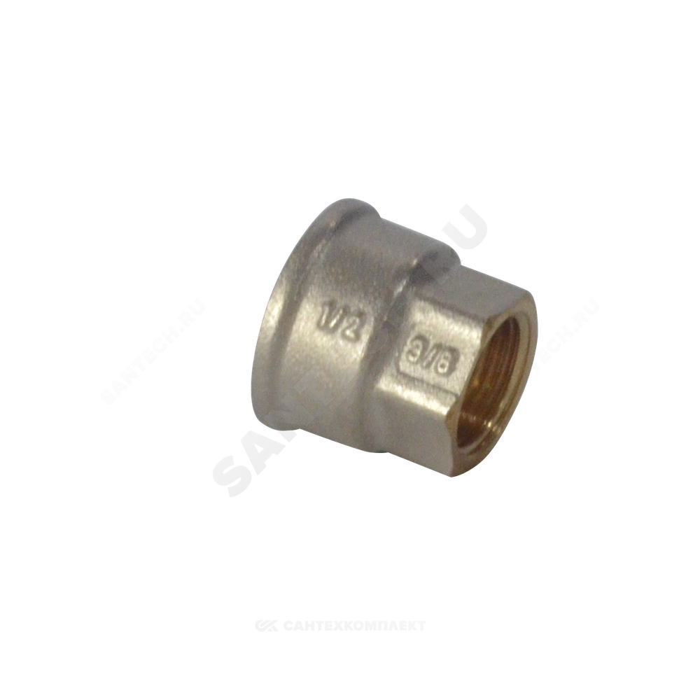 Муфта латунь никель переходная Ду 40х25 (1 1/2"х1") ВР/ВР 9019 ГОСТ 32585-2013 Aquasfera 9019-07