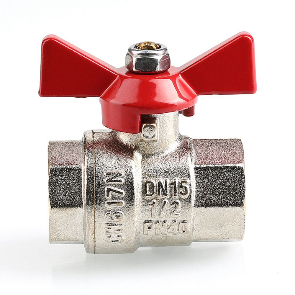 Кран шаровой Valtec BASE, рукоятка бабочка 1/2" вн.-вн. (VT.217.N.04)