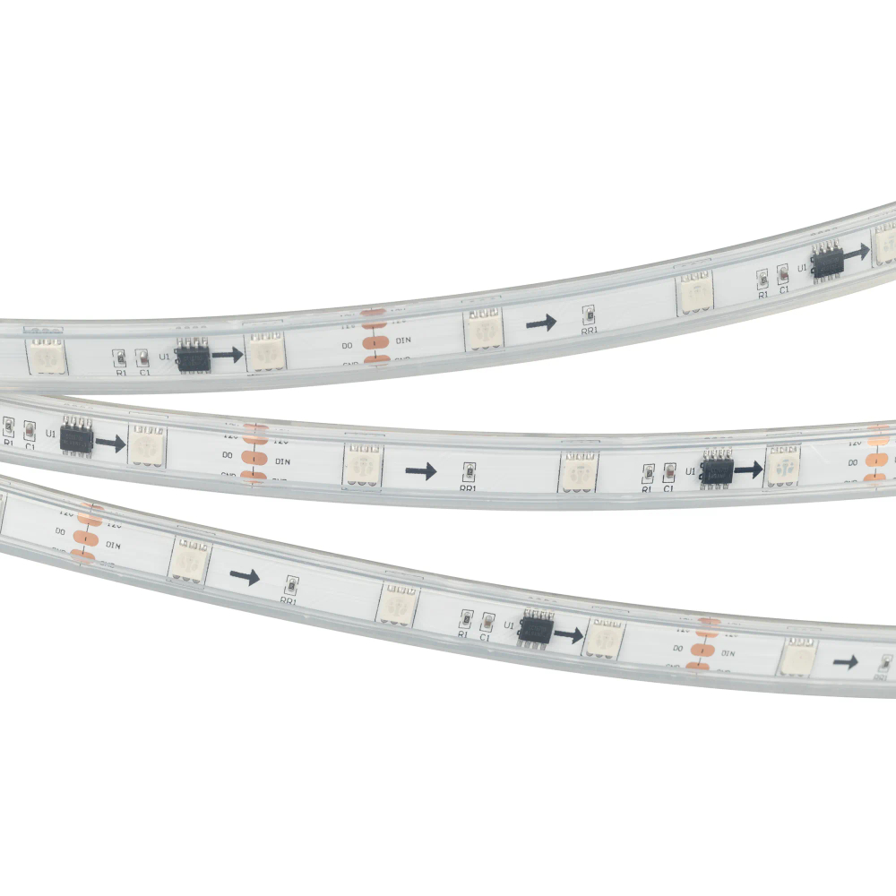 Светодиодная лента герметичная SPI-P-B30-12mm 12V RGB-PX3 (7.2W/m, IP66, 5060, 5m) (Arlight, бегущий огонь) 026370(3)