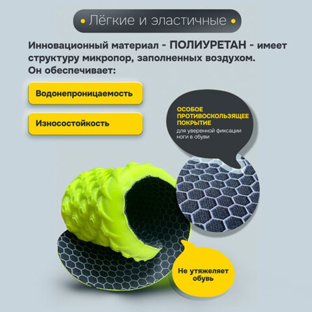 Стельки для обуви анатомические с массажным эффектом, материал PU PRO, размер RU 34-39 / EU 35-40, с линиями выреза, SHEGRA (ШЕГРА), 700742