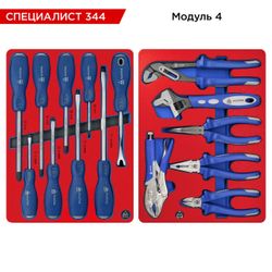 МАСТАК (52-07344R) Набор инструментов 344 предмета, "СПЕЦИАЛИСТ 344", в красной тележке