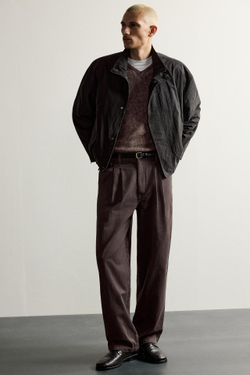 ZARA БРЮКИ RELAXED FIT С ЭФФЕКТОМ ПОТЕРТОСТИ И СКЛАДКАМИ, КОРИЧНЕВЫЙ