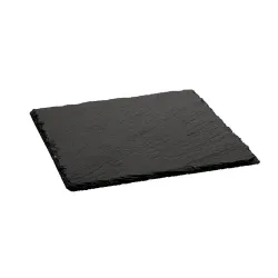 Блюдо квадратное 20*20 см h0,5 см для подачи черное сланец SUNNEX