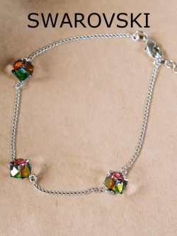 Браслет Миражи с зелеными кристаллами-хамелеонами Swarovski