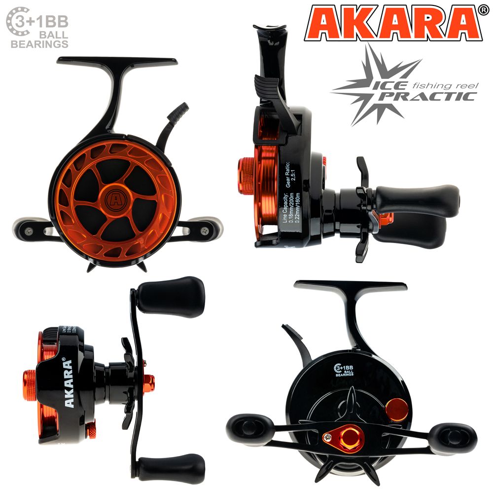 Катушка мультипликаторная зимняя Akara Ice Practic 3+1 bb