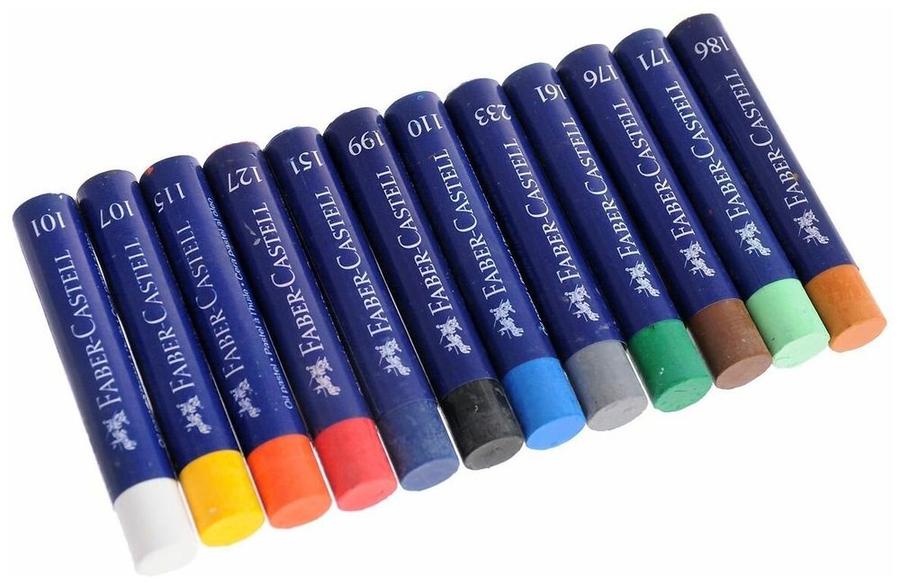 Пастель масляная художественная FABER-CASTELL "Oil Pastels", 12 цветов, круглое сечение, 127012