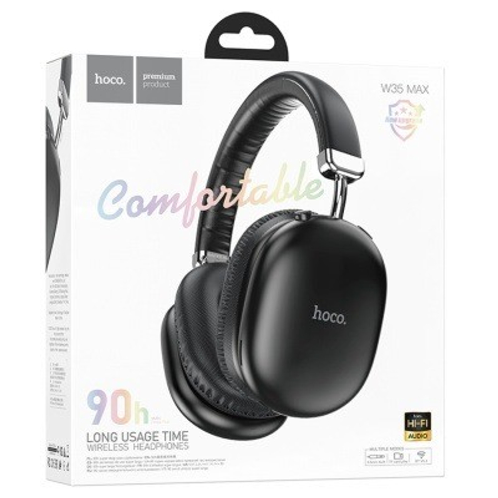 Стереонаушники Bluetooth полноразмерные Hoco W35 Max V5.3/45ч черные