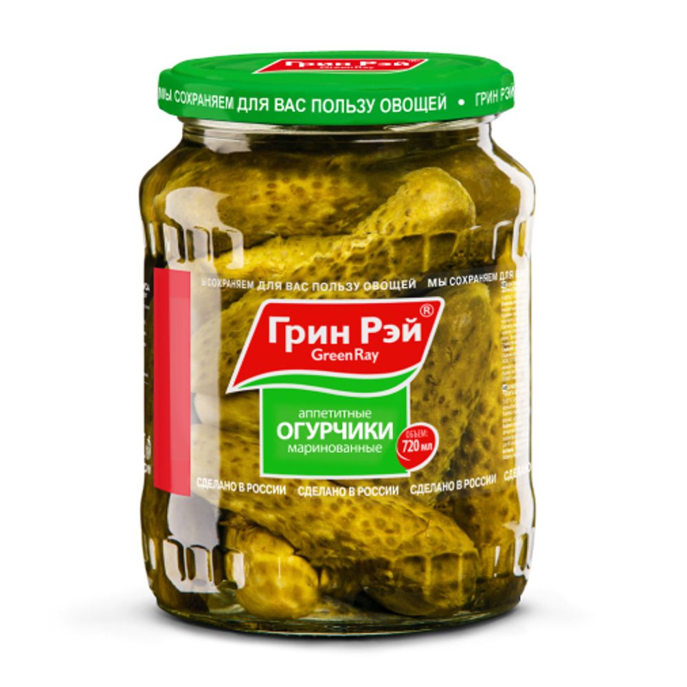 Огурцы Маринованные GREEN RAY 9-12см ст/б 720мл