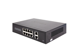 Коммутатор-свитч DPTEK DK100, 8 портов RJ45 PoE 100Мбит/с, 2 порта Uplink 100Мбит/с