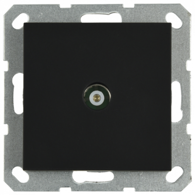 Розетка TV Φ9.5mm проходная с накладкой, цвет черный матовый (soft touch)