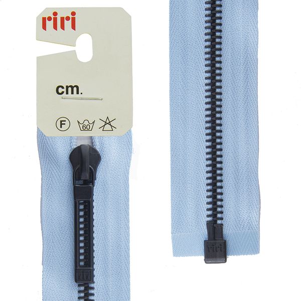 Молния металл RIRI Т6 (6 мм) 1 зам., разъем., 70 см, BI, слайд.Stab, цв.2637, голубой, 1 шт