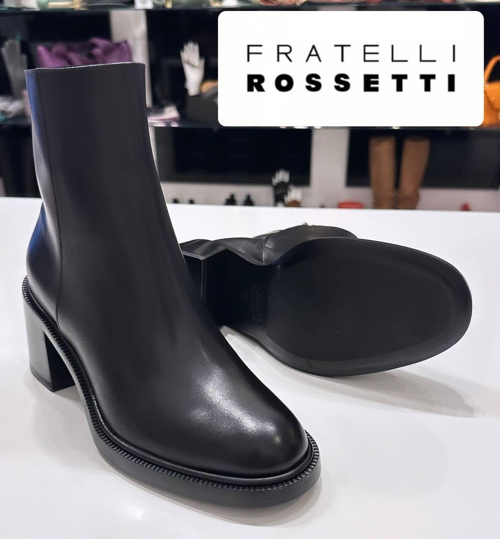 Ботинки женские на каблуке Fratelli Rossetti черные кожа