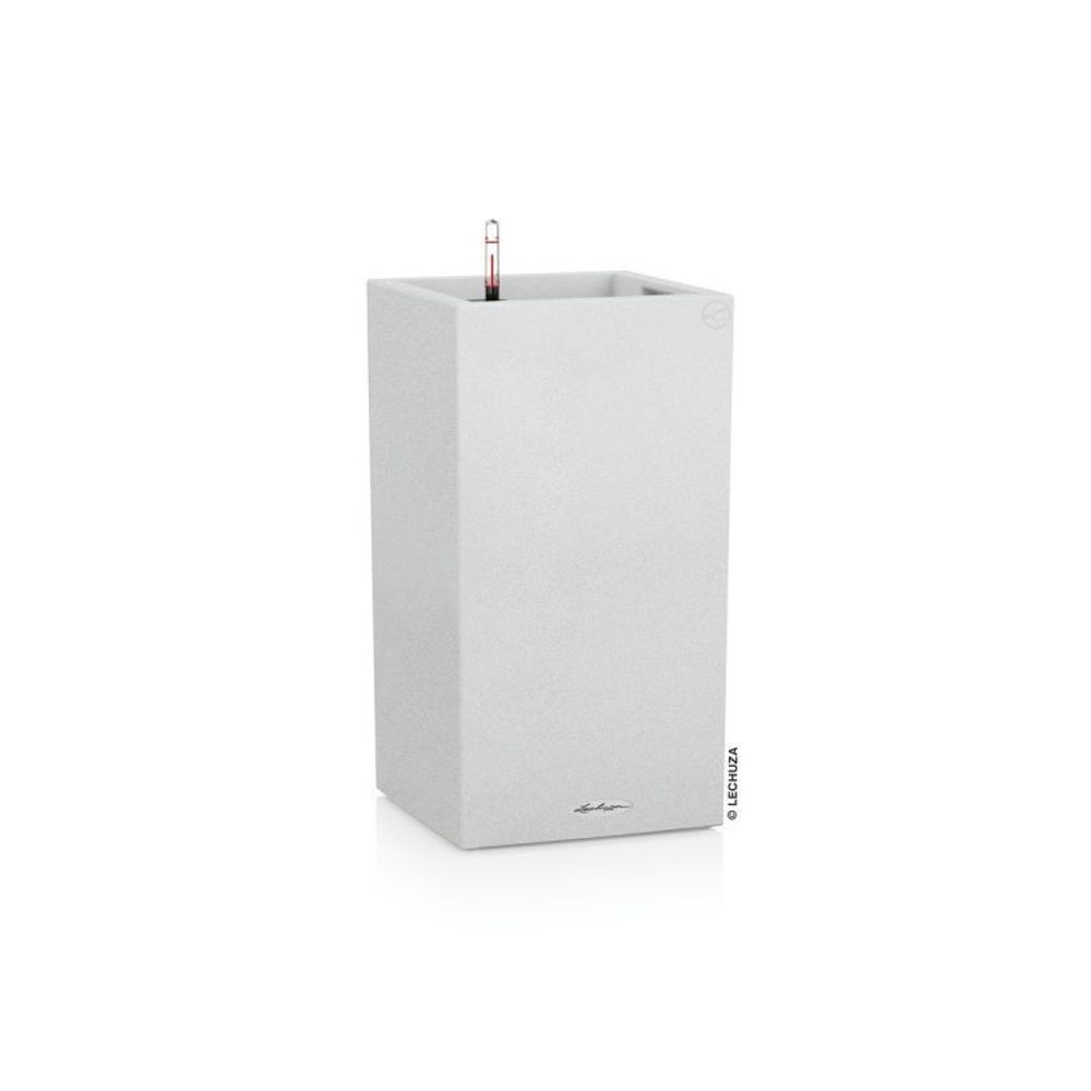Кашпо Lechuza "Canto Stone Complete quarz white" (пластик), 30x30xH57 см