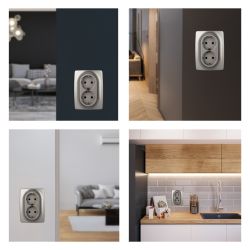 Розетка ЭРА Серия 12 12-2106-16 двойная 2X2P+E Schuko 16А-250В титан | Эра 12