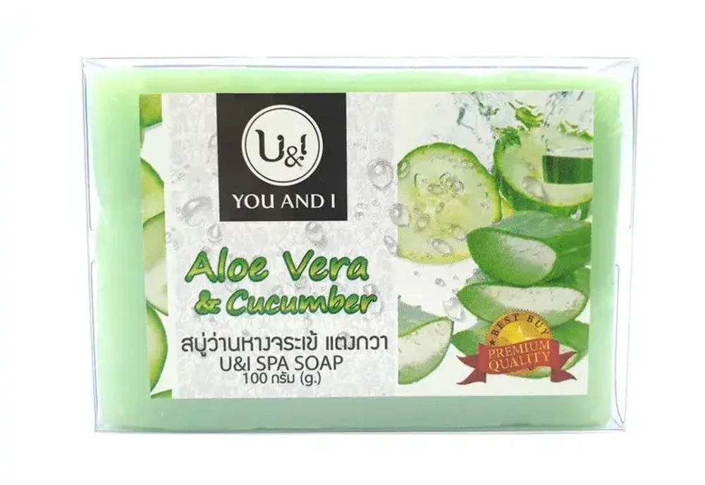Спа мыло с алоэ вера и огурцом 100 г (U&I Spa Soap Aloe Vera & Cucumber), ТМ U&I