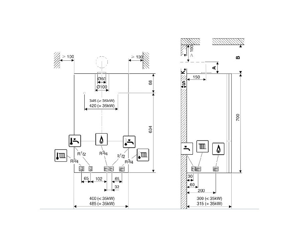 Котел настенный Bosch GAZ 6000 W WBN6000-12C RN S5700 (двухконтурный/закр.)