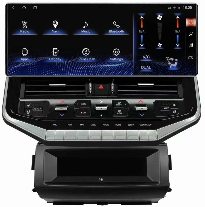 Магнитола для Toyota Land Cruiser 200 2007-2015 (со штат. камерой или 360) - Kuberg ZH-T1602 монитор 16.3" на Android 12, Быстрая, беспроводная зарядка, блок климата, CarPlay, 4G SIM-слот